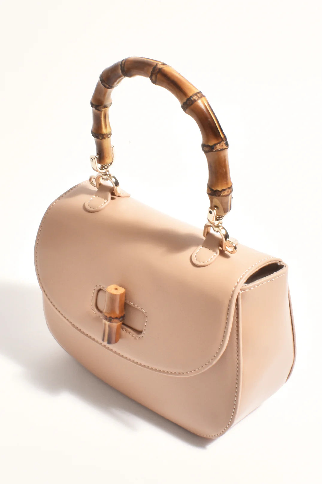 Adorne Marissa Bamboo Curved Mini Bag - Camel