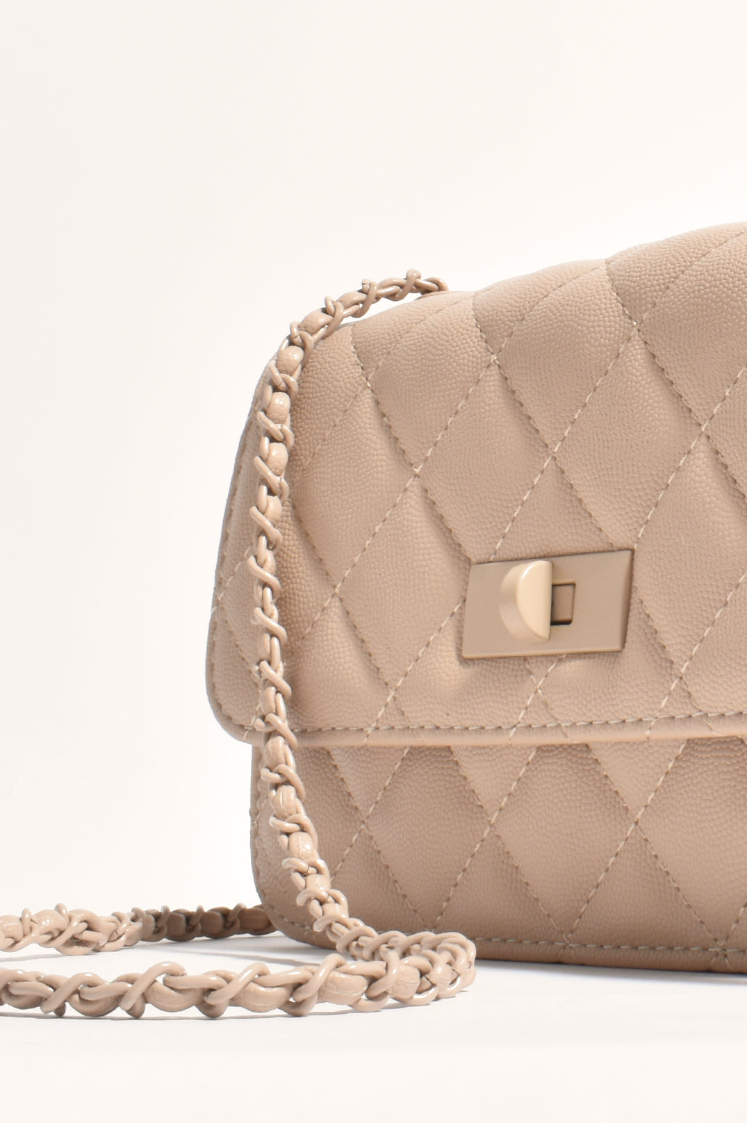 Adorne Cordelia Quilted Cross Body Bag - Nude