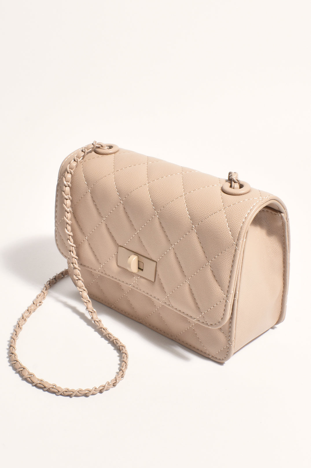 Adorne Cordelia Quilted Cross Body Bag - Nude