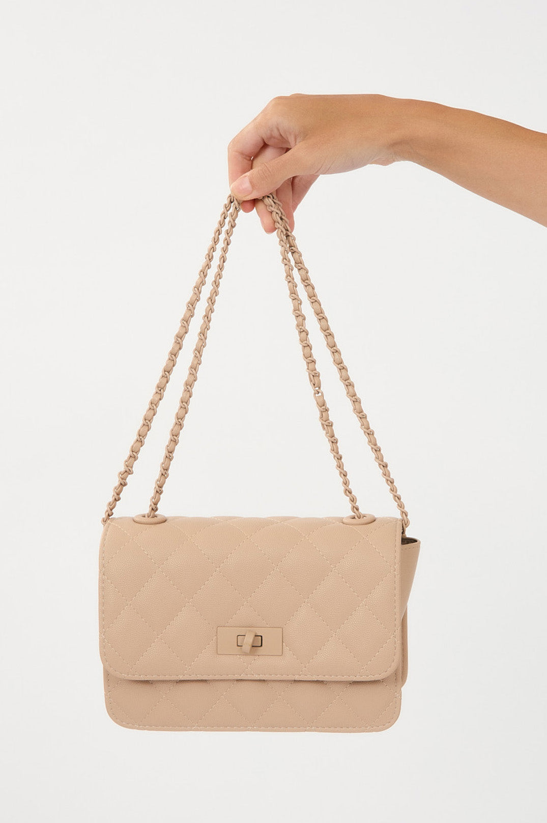 Adorne Cordelia Quilted Cross Body Bag - Nude