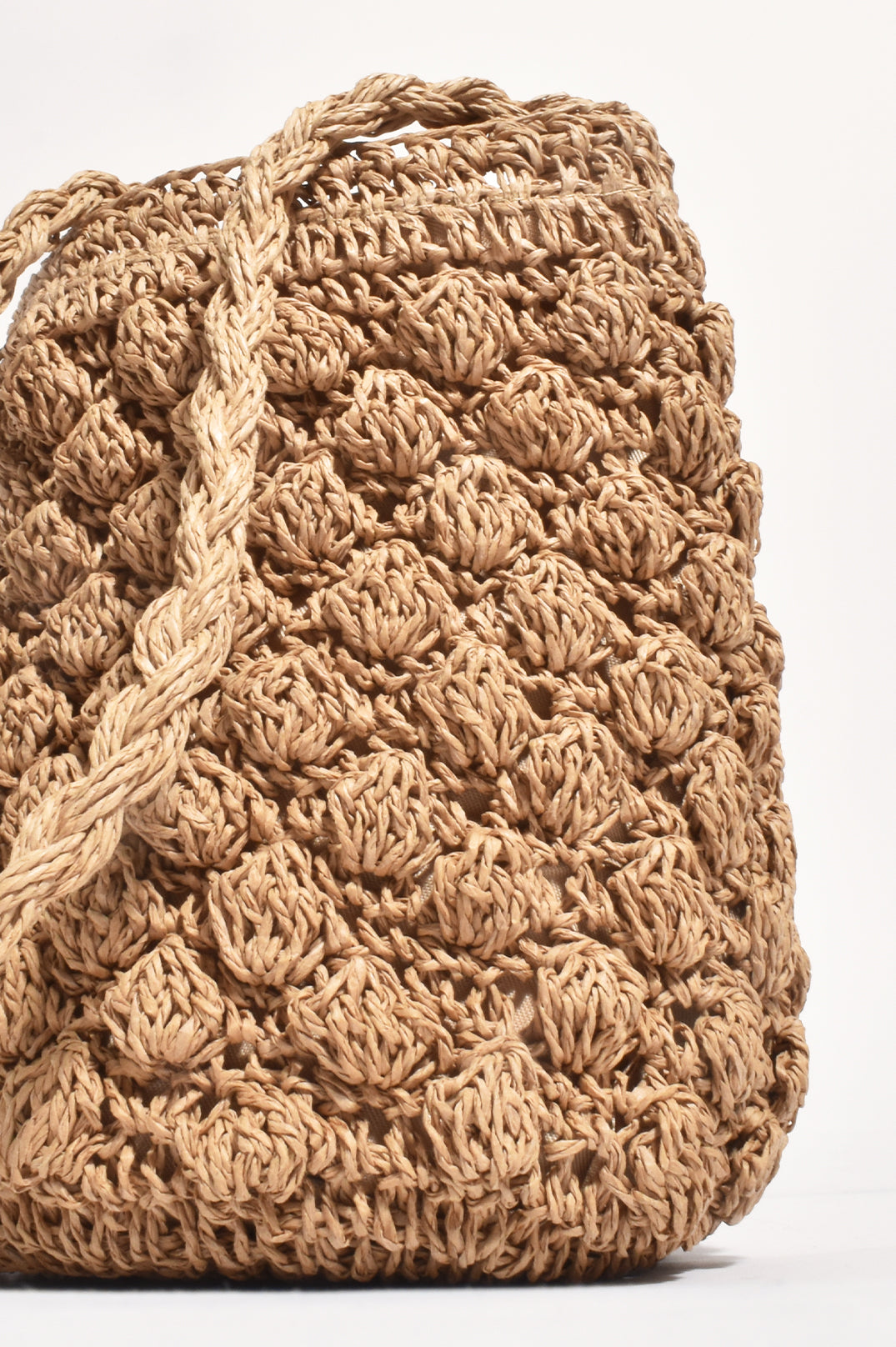 Adorne Elyse Crochet Bucket Bag - Camel