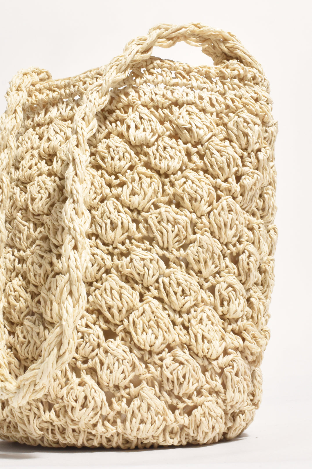 Adorne Elyse Crochet Bucket Bag - Natural