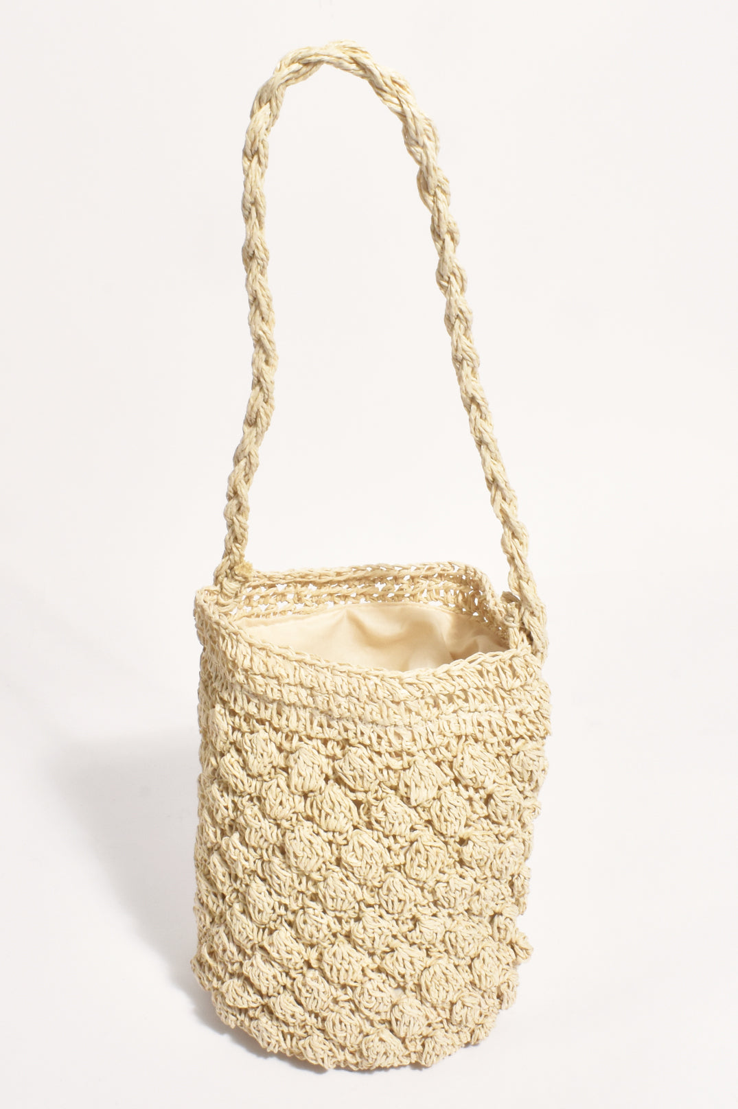 Adorne Elyse Crochet Bucket Bag - Natural