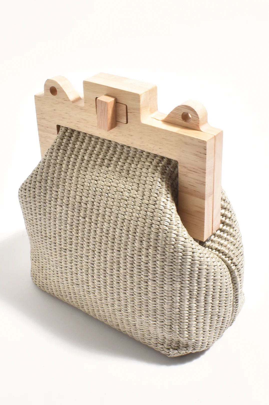 Adorne Abby Timber Frame Woven Mini Bag - Natural