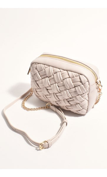 Adorne Leesa Plaited Cross Body Bag - Nude