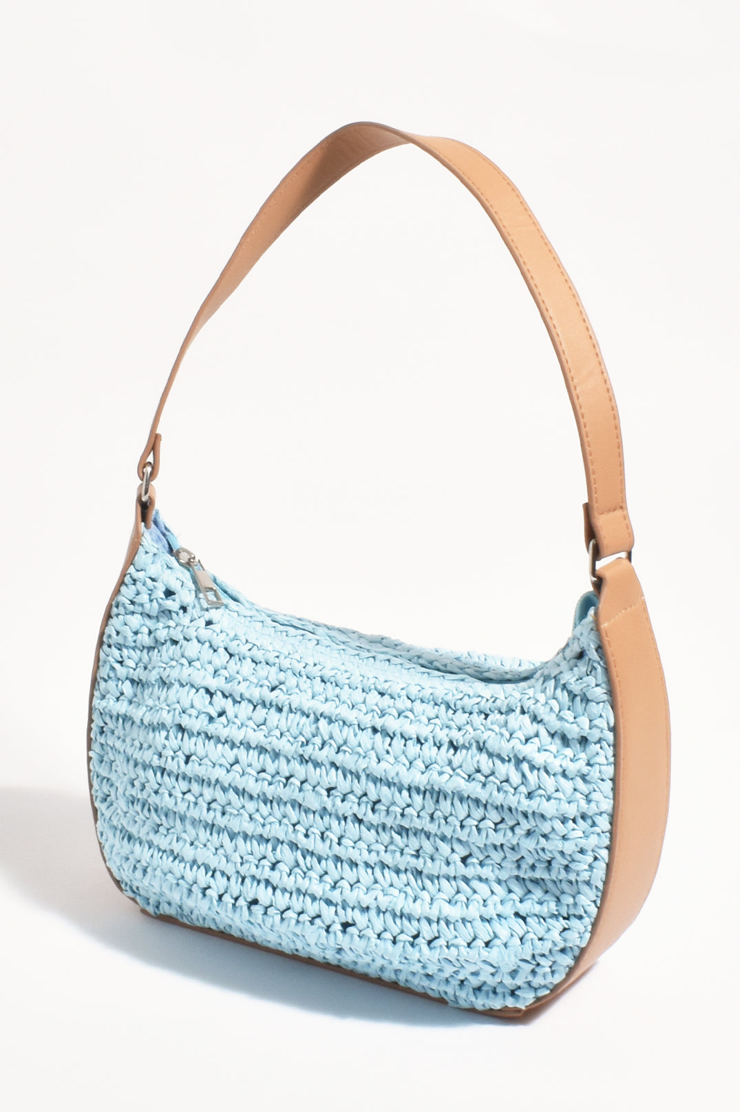 Adorne Harmony Paper Weave Mini Bag - Blue