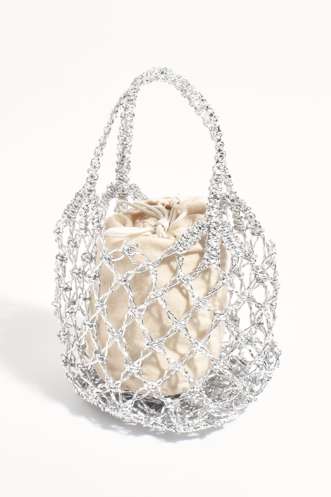 Adorne Indy Metallic Weave Mini Basket - Silver