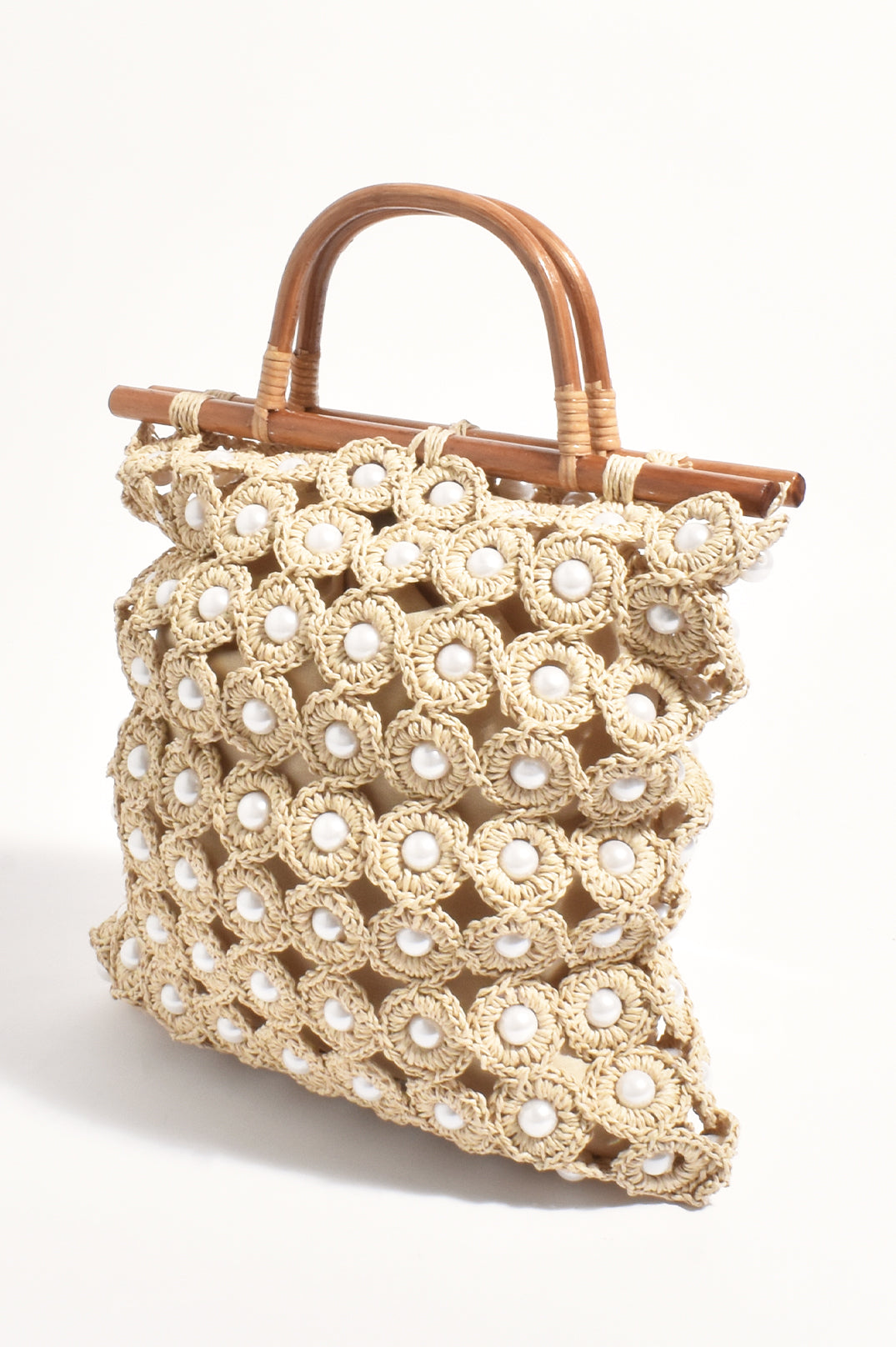 Adorne Evans Pearl Circular Weave Basket - Natural/Pearl