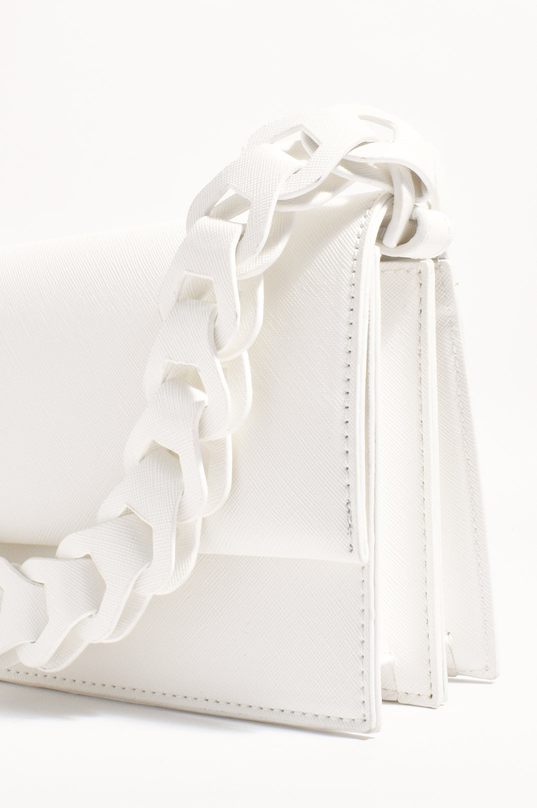 Adorne Jessica Structured Chain Mini Handbag - White