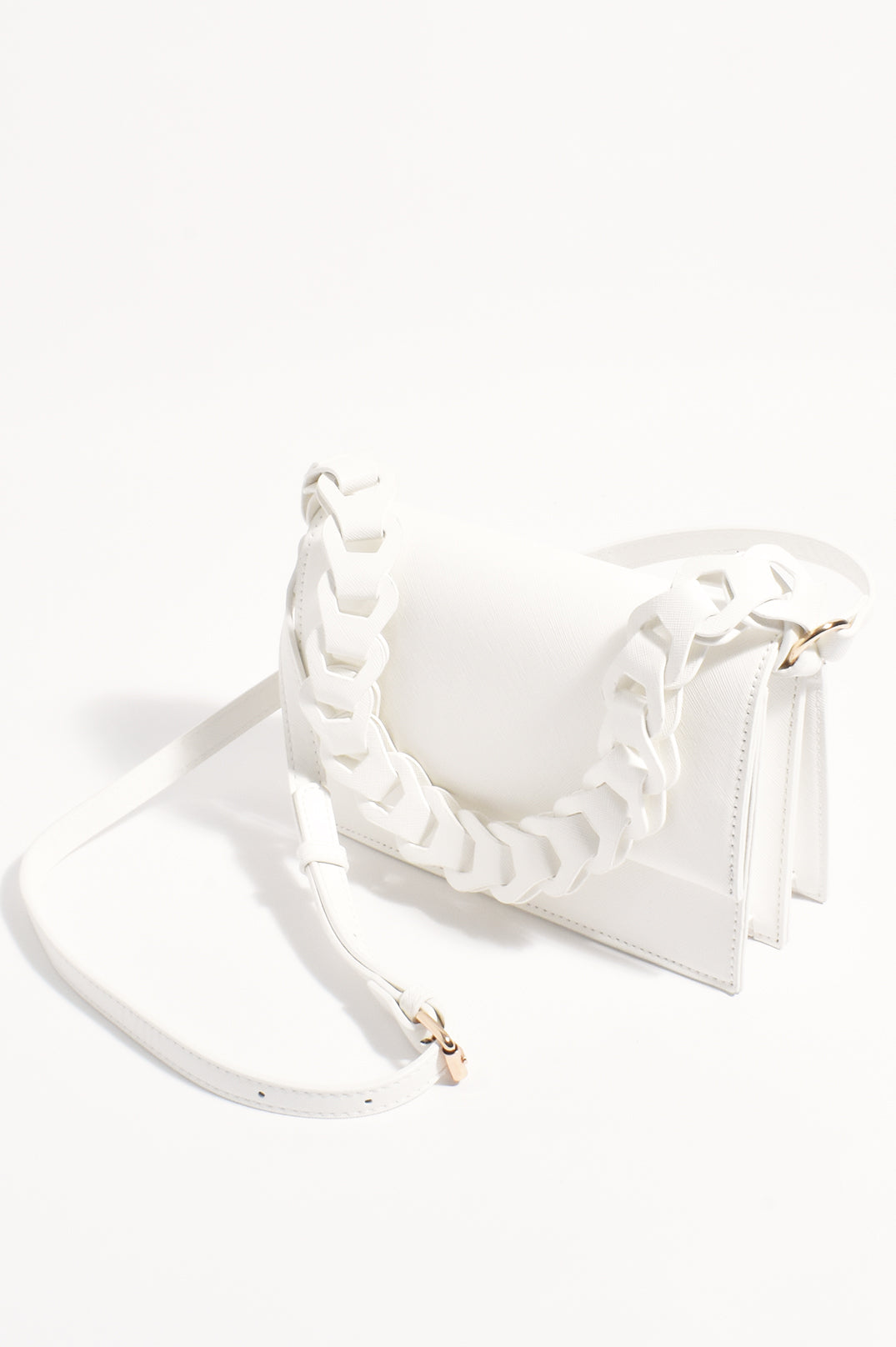 Adorne Jessica Structured Chain Mini Handbag - White