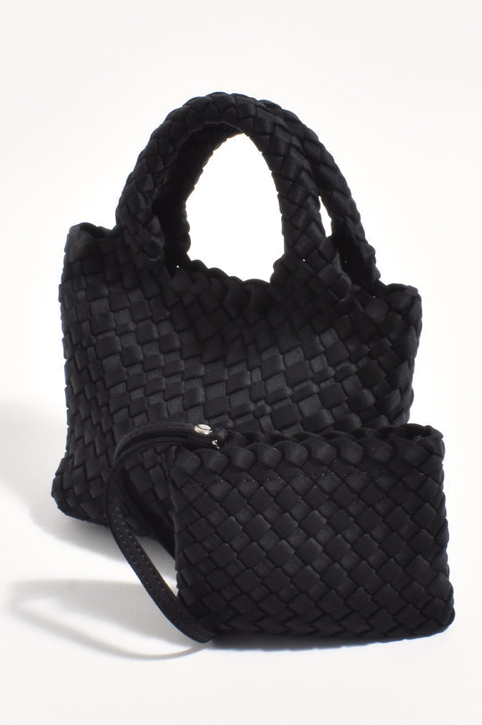 Adorne Keira Neoprene Woven Mini Bag with Pouch - Black