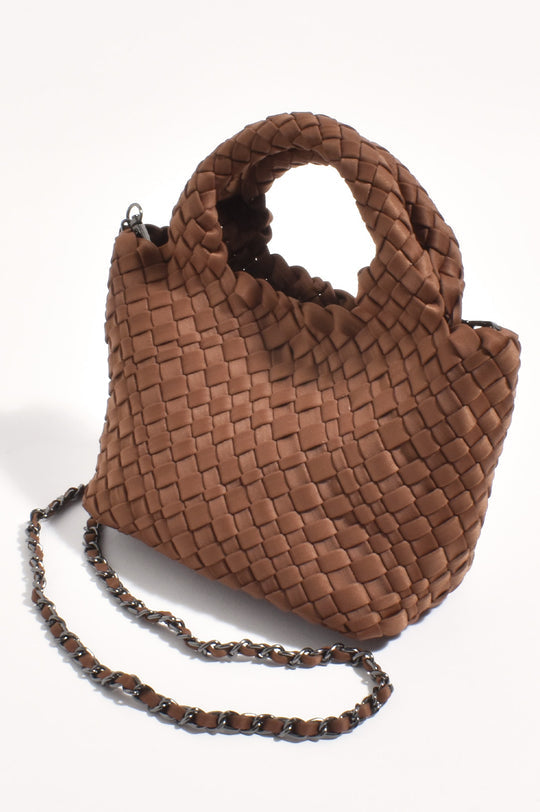 Adorne Keira Neoprene Woven Mini Bag with Pouch - Coffee