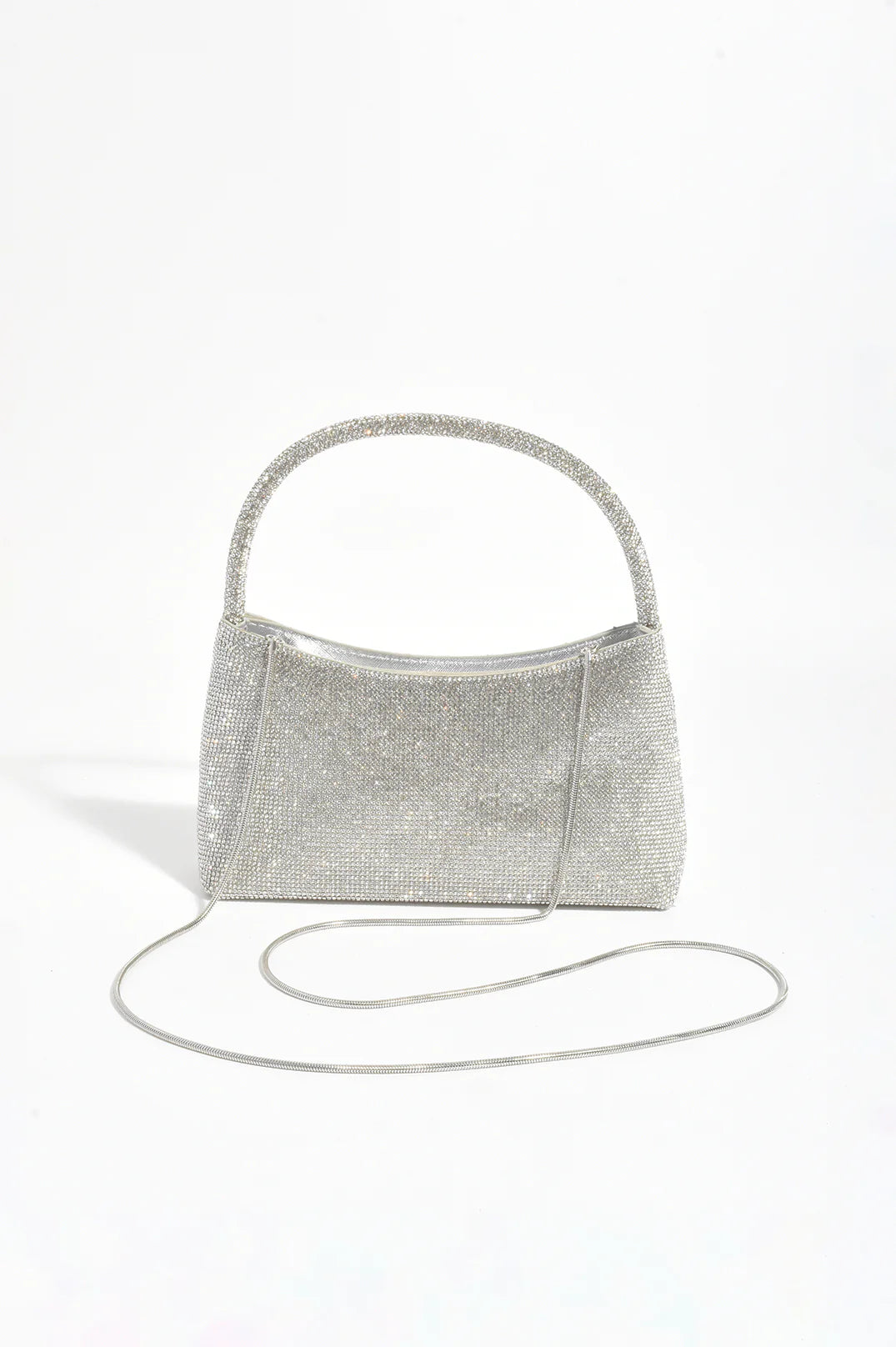 Adorne Astrid Handle Diamante Mini Bag - Silver