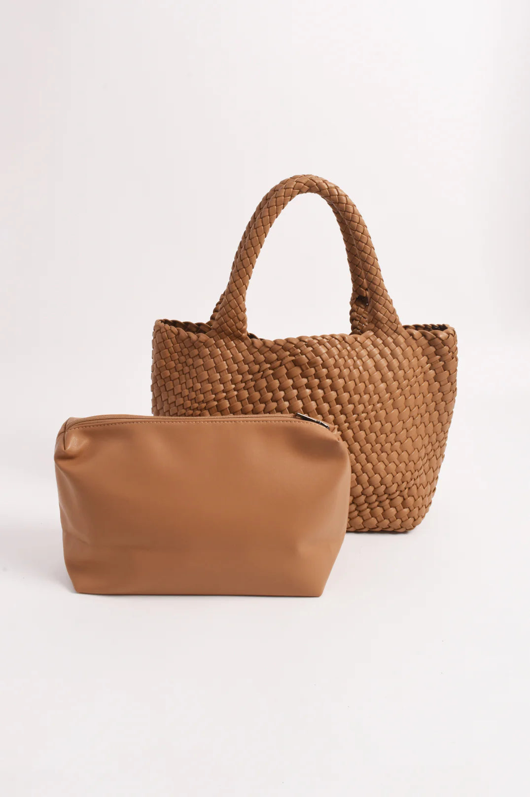 Adorne Bethany Woven Midi Tote - Camel