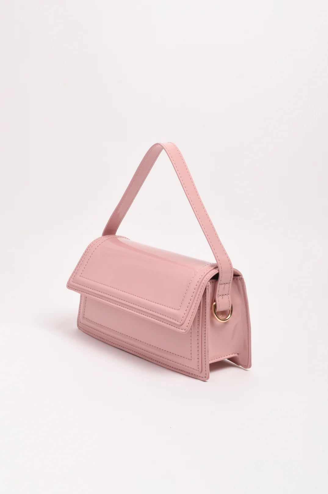 Adorne Ava High Shine Structured Small Bag - Pink