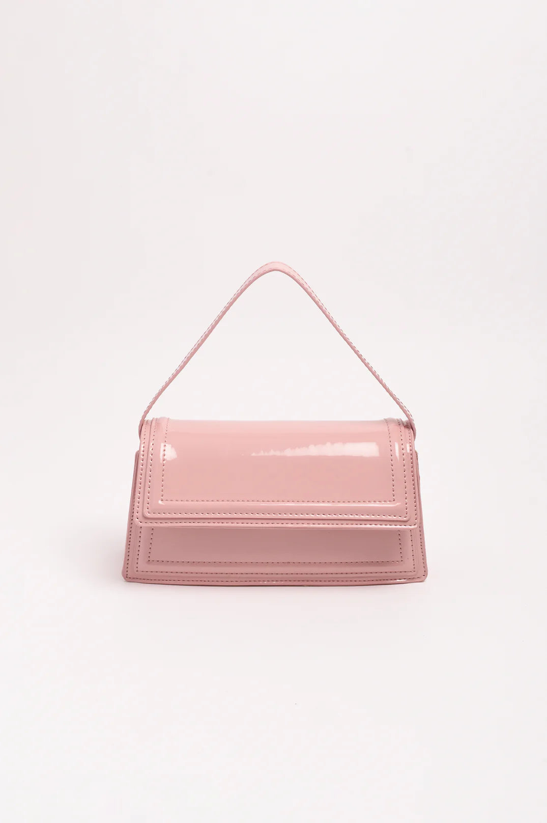 Adorne Ava High Shine Structured Small Bag - Pink