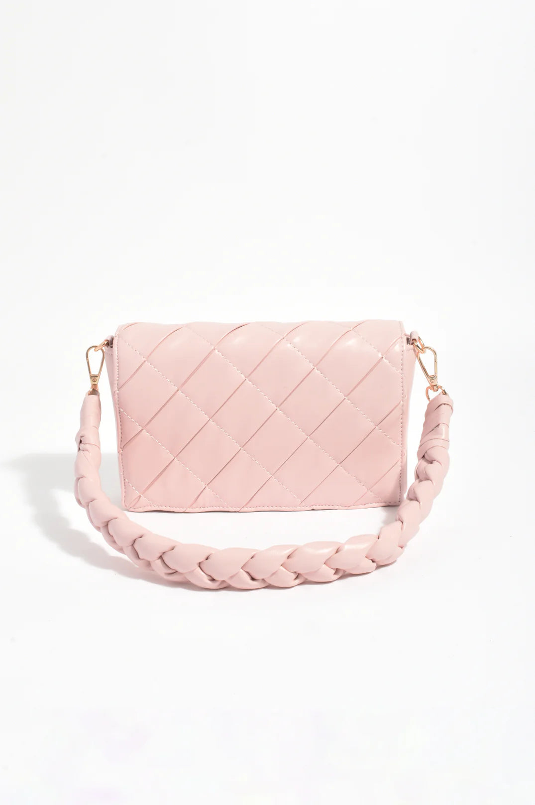 Adorne Torie Plait Handle Foldover Handbag - Peach