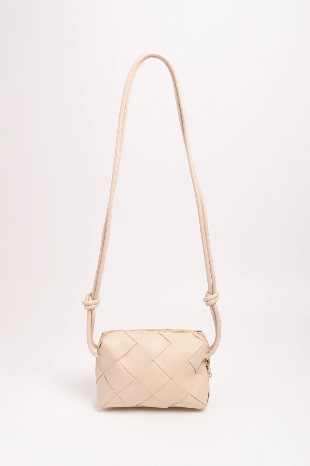 Adorne Elodie Weave Crossbody Bag - Cream