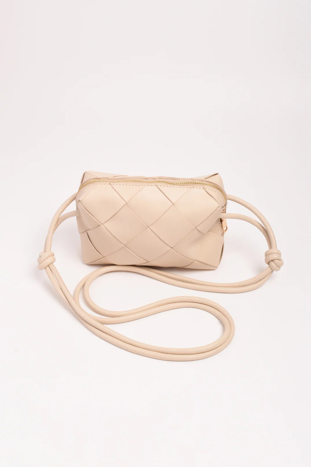 Adorne Elodie Weave Crossbody Bag - Cream