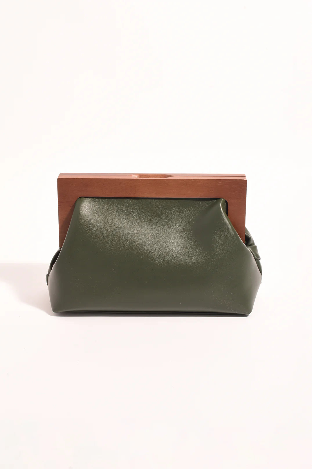 Adorne Vivienne Weave Timber Frame Clutch - Khaki
