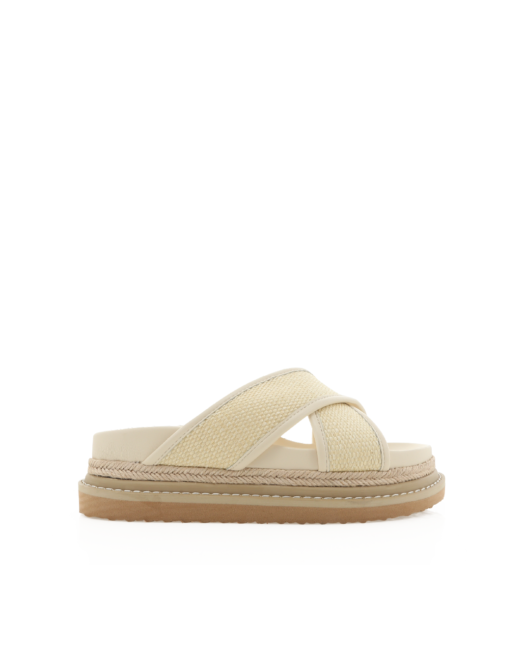 Billini Aysha Raffia Platform Slide - Cream