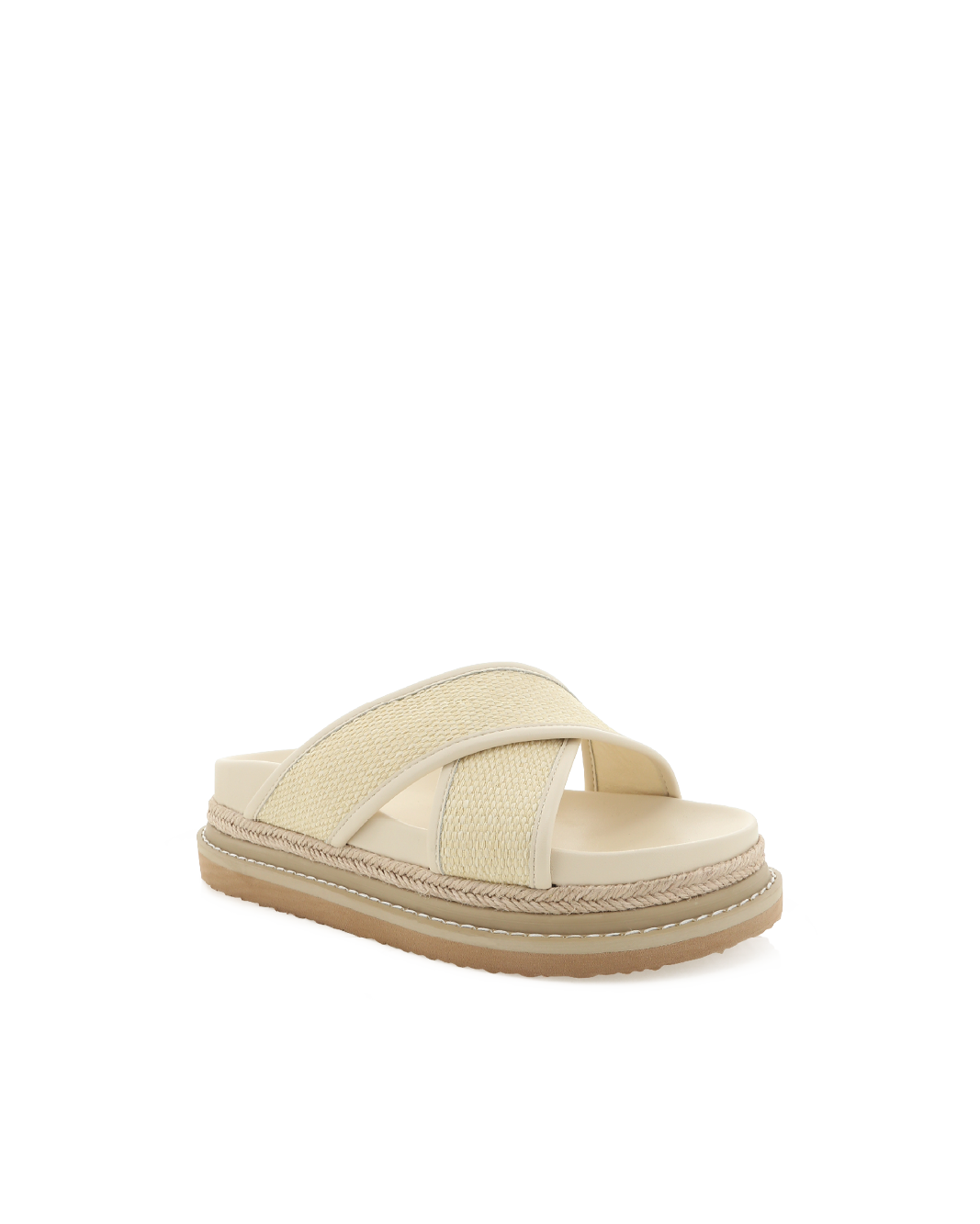 Billini Aysha Raffia Platform Slide - Cream