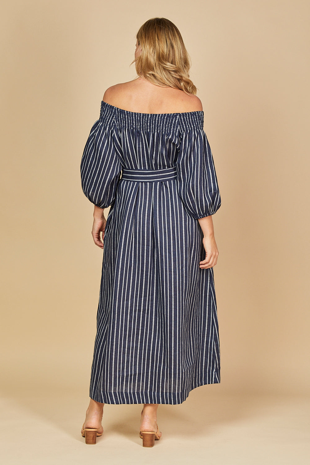 Adrift Alisa Off The Shoulder Linen Dress - Boathouse