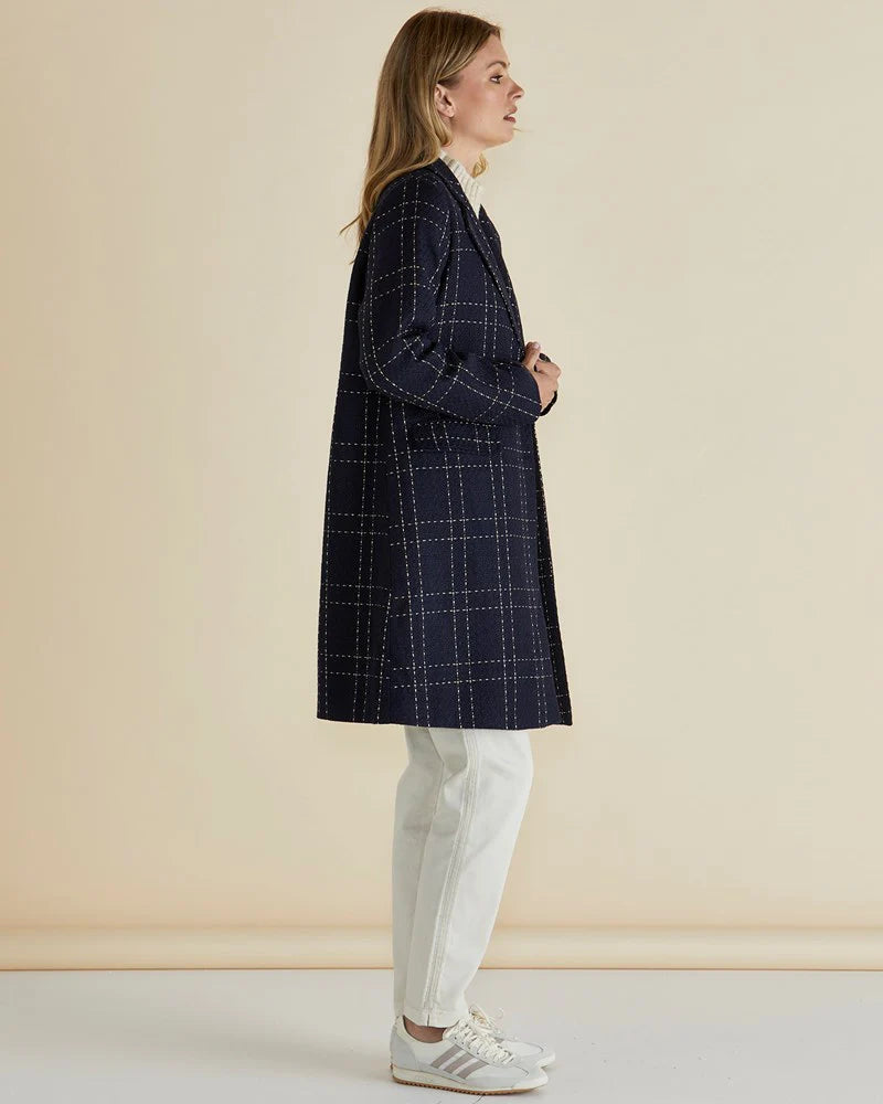 Betty Basics Genevieve Coat - Gold/Navy Check