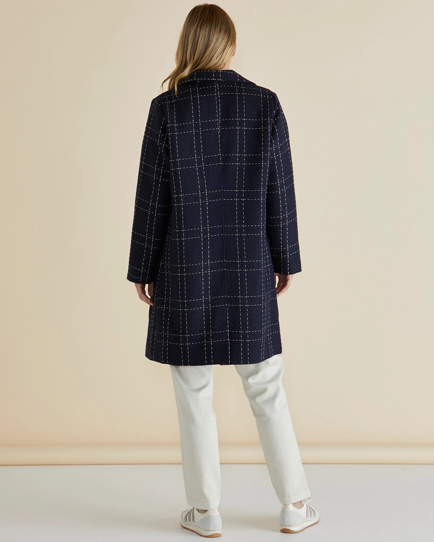 Betty Basics Genevieve Coat - Gold/Navy Check