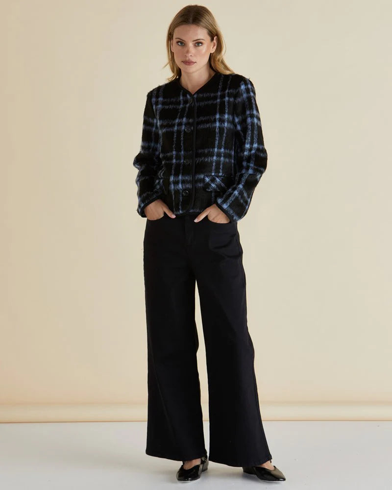 Betty Basics Charlie Check Jacket - Blue Check