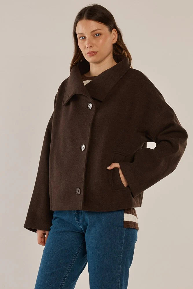 Betty Basics Prue Pea Coat - Chocolate