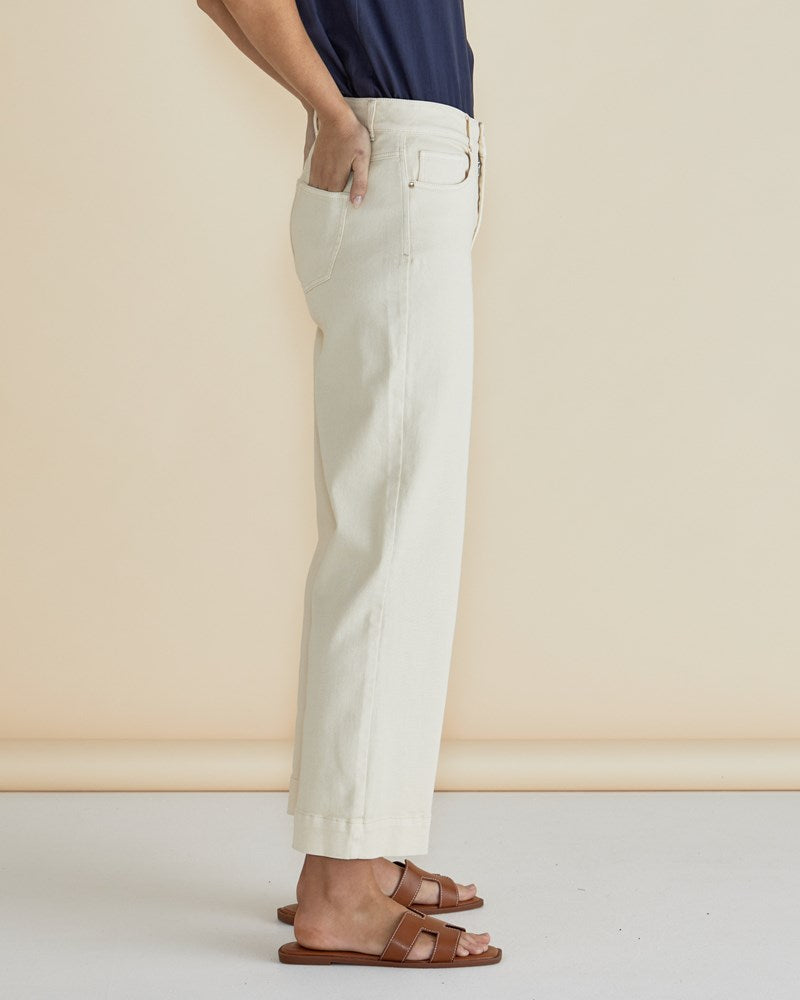 Betty Basics Willow Wide Leg Jean - Off White