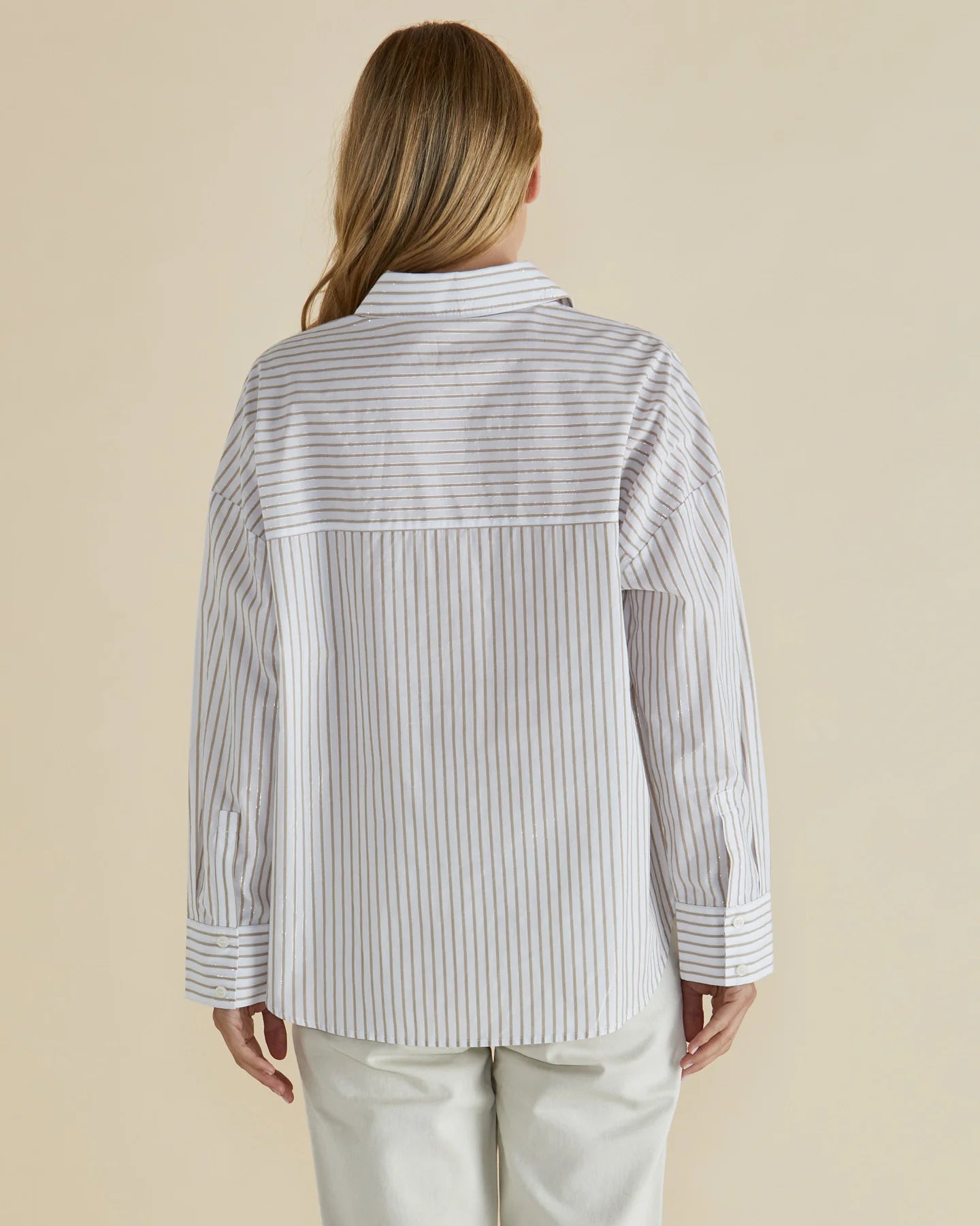 Betty Basics Artemis Shirt - Beige Lurex Stripe