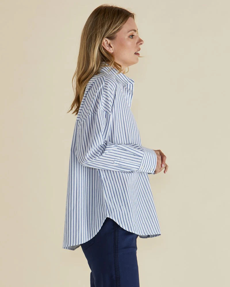 Betty Basics Artemis Shirt - Blue Lurex Stripe