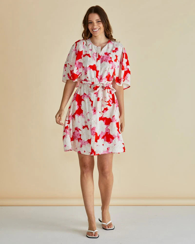 Betty Basics Gwenda Dress - Red Floral Print