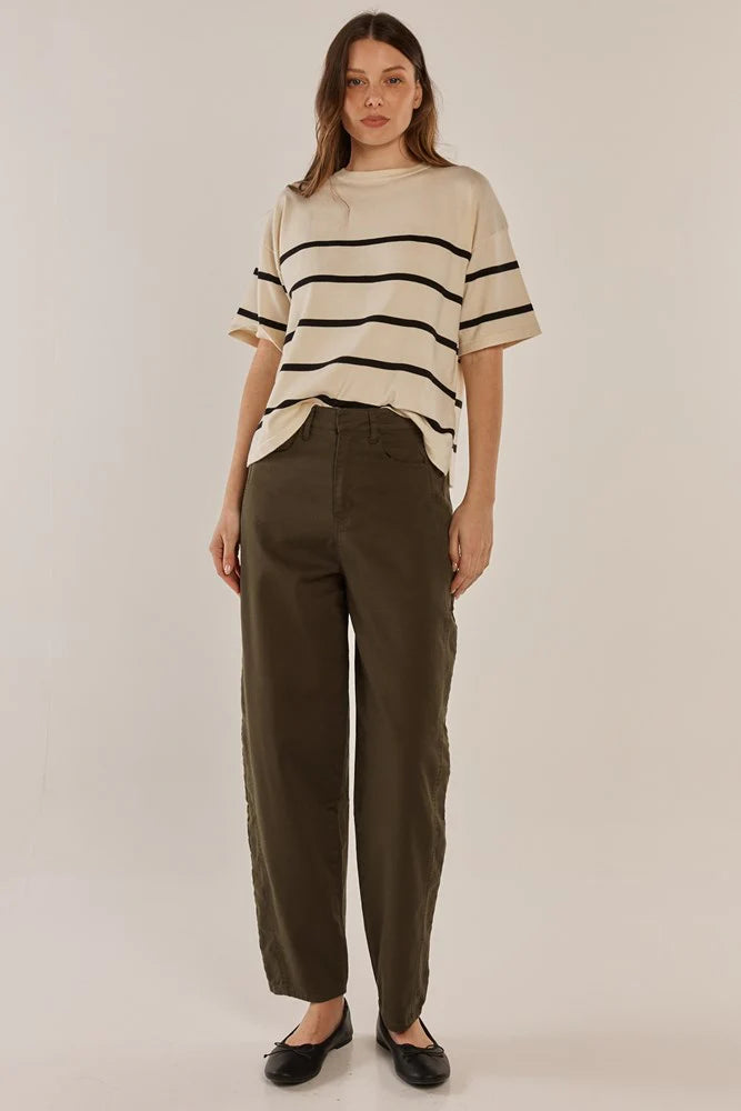 Betty Basics Barrel Leg Chino - Khaki