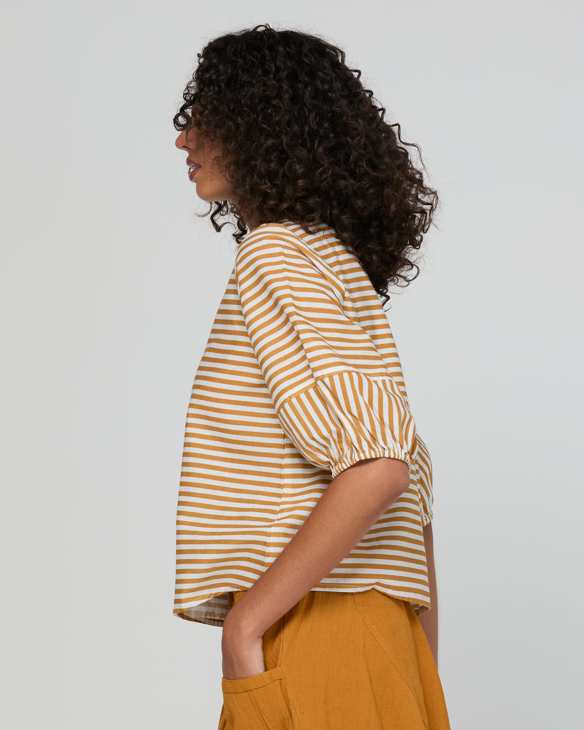 Boom Shankar Ava Top - Mustard Stripe