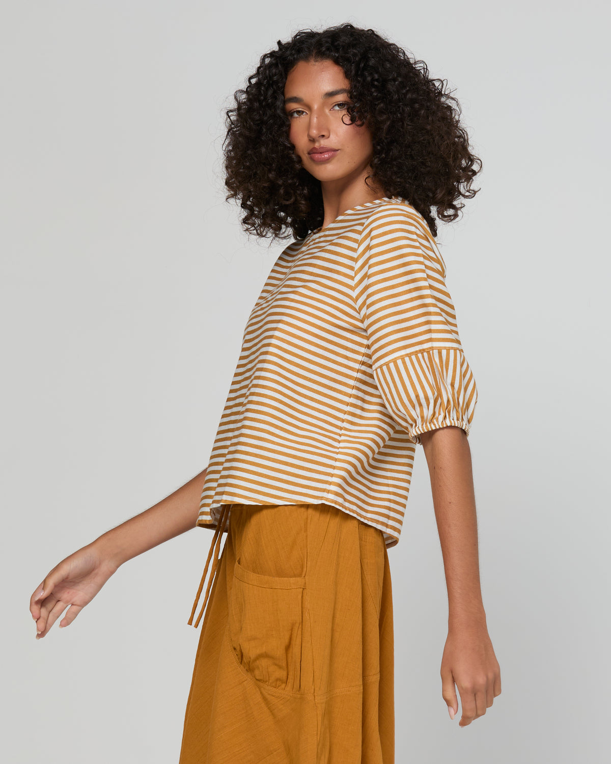 Boom Shankar Ava Top - Mustard Stripe
