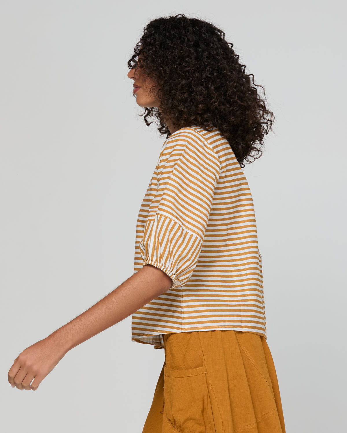 Boom Shankar Ava Top - Mustard Stripe