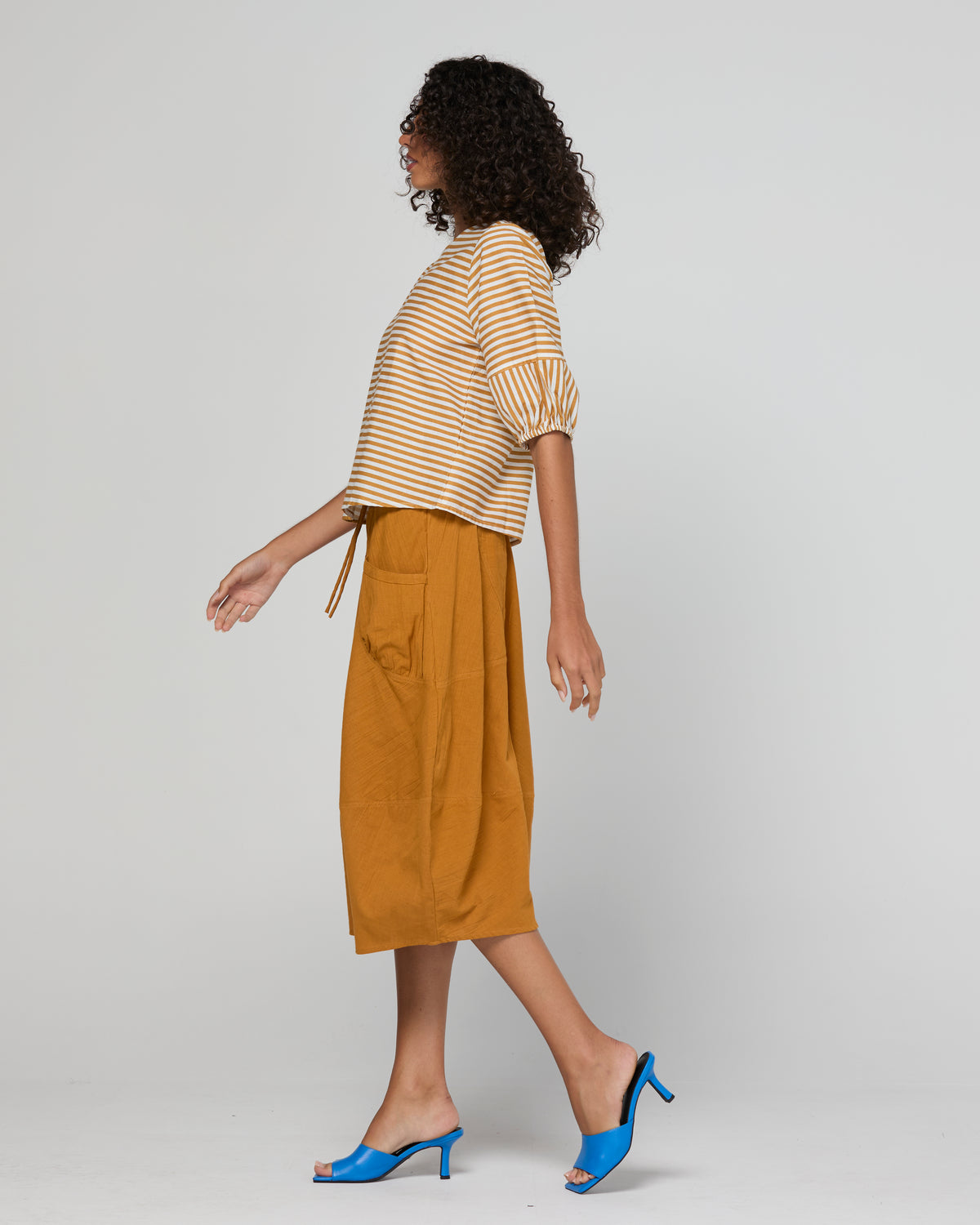 Boom Shankar Ava Top - Mustard Stripe