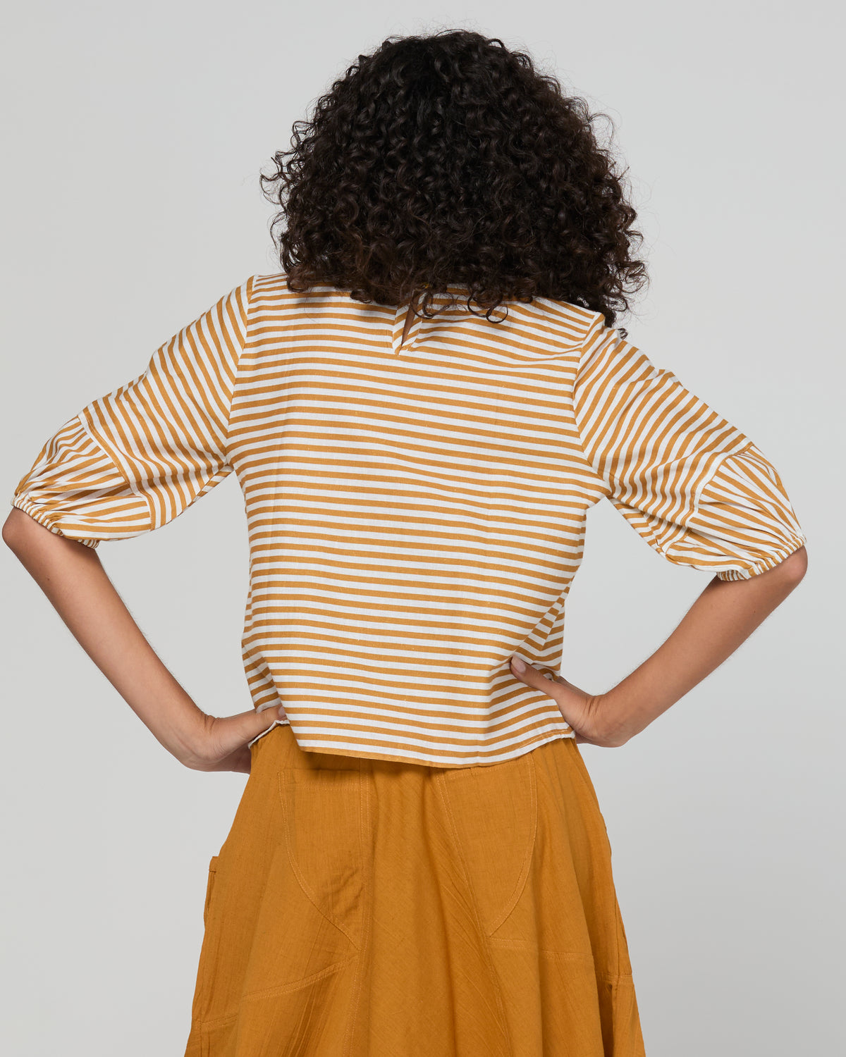 Boom Shankar Ava Top - Mustard Stripe