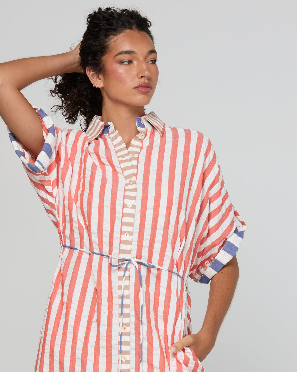 Boom Shankar Maui Shirt Dress - Watermelon Stripe