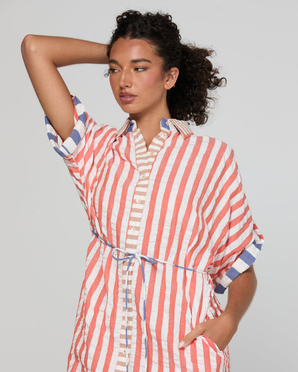 Boom Shankar Maui Shirt Dress - Watermelon Stripe