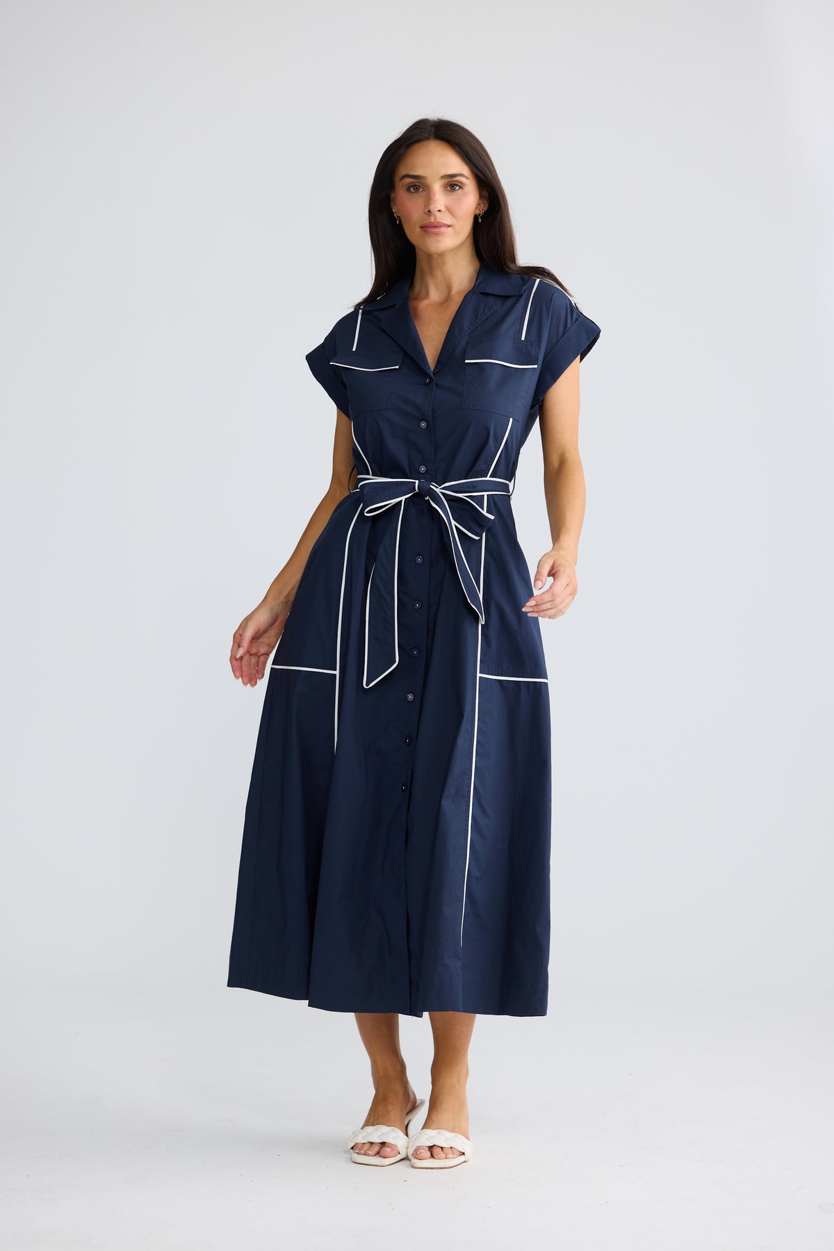 Brave+True Portia Dress - Navy/Warm White