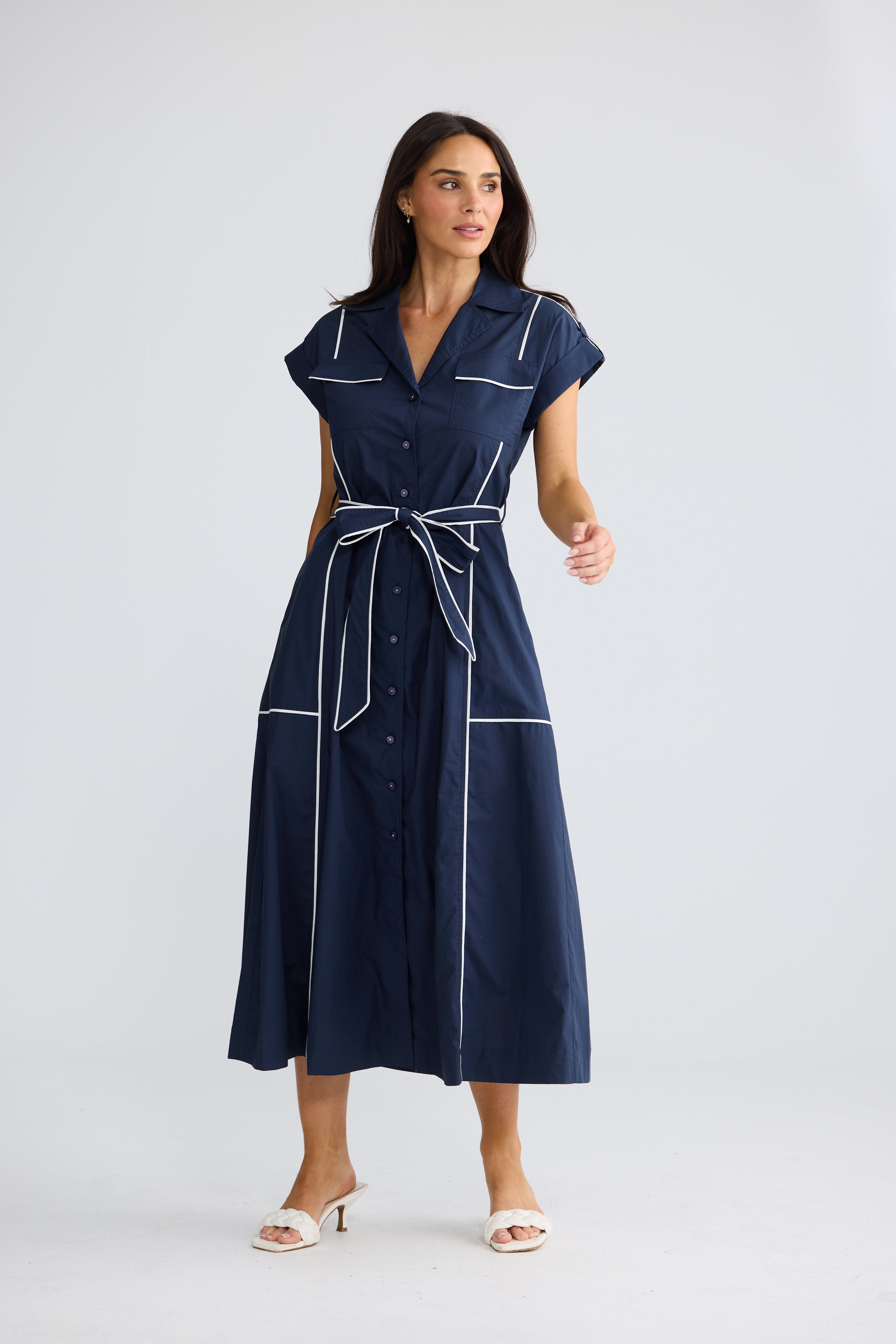 Brave+True Portia Dress - Navy/Warm White