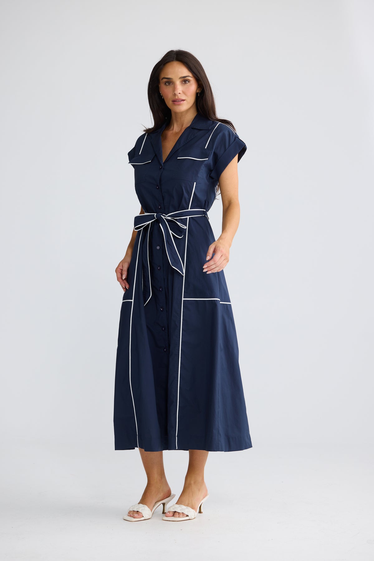 Brave+True Portia Dress - Navy/Warm White