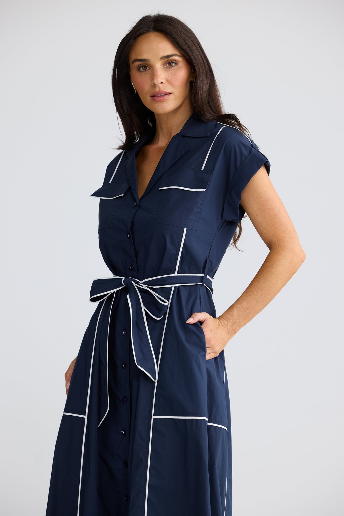 Brave+True Portia Dress - Navy/Warm White
