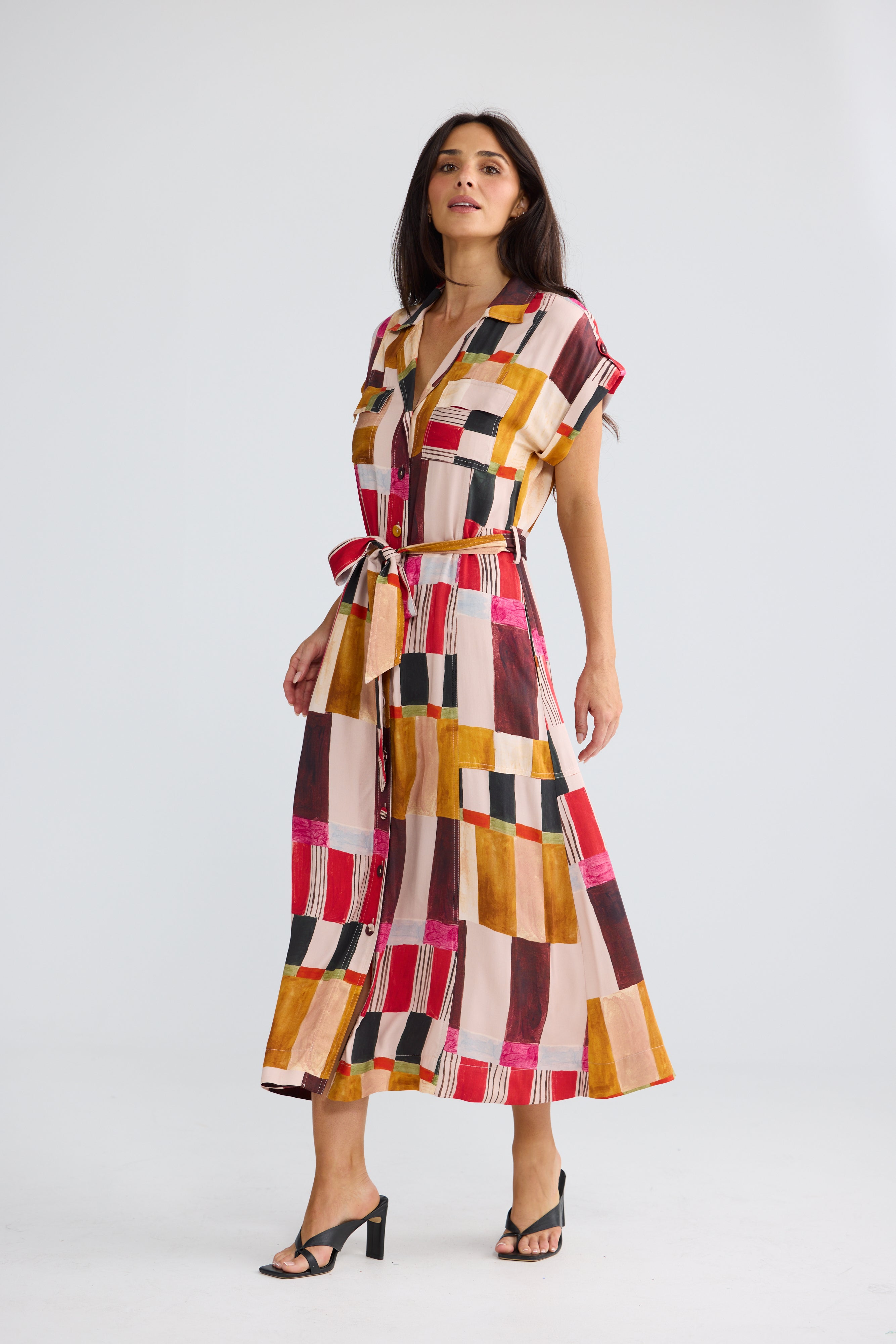 Brave & True Portia Dress -  Painterly Geo