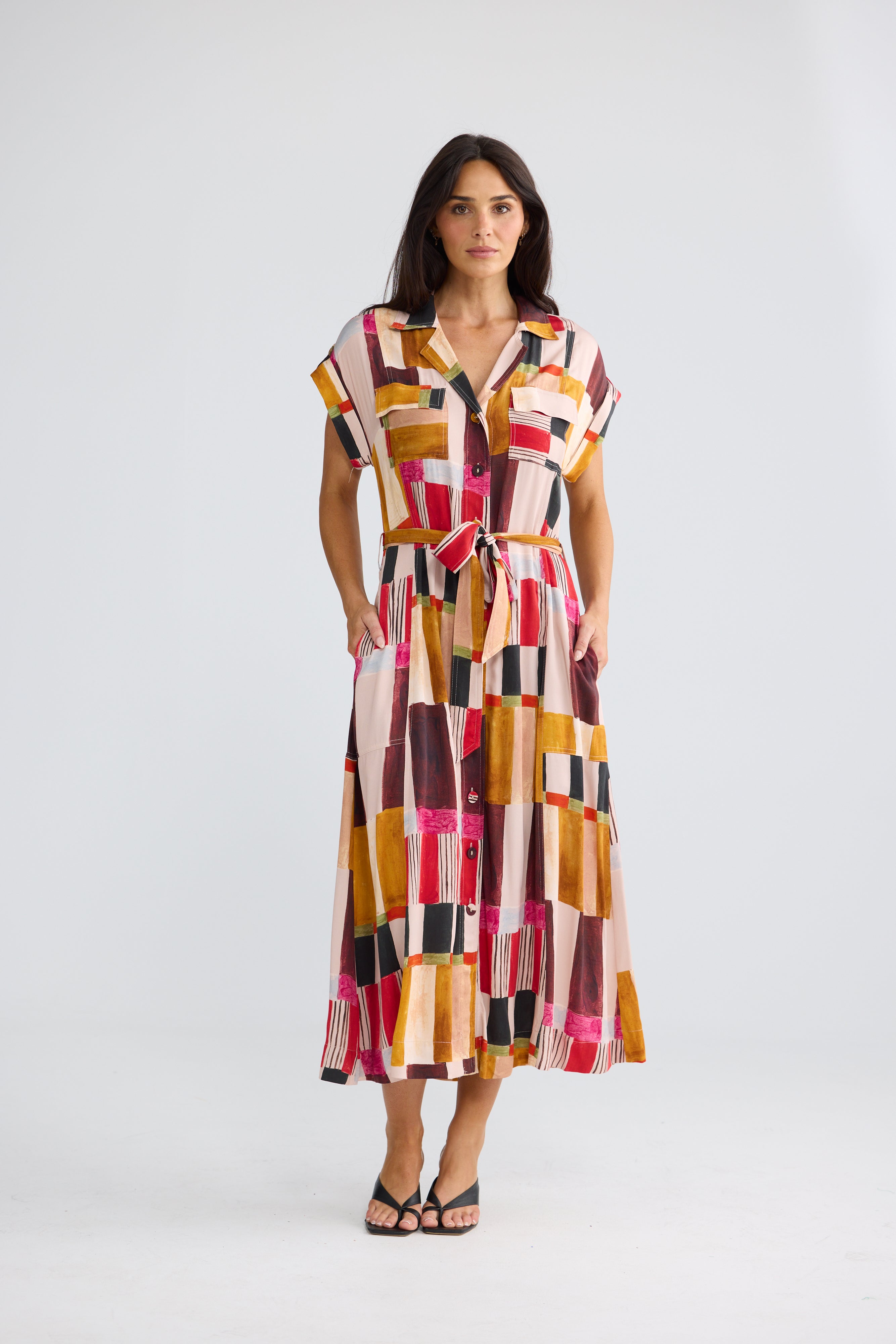 Brave & True Portia Dress -  Painterly Geo