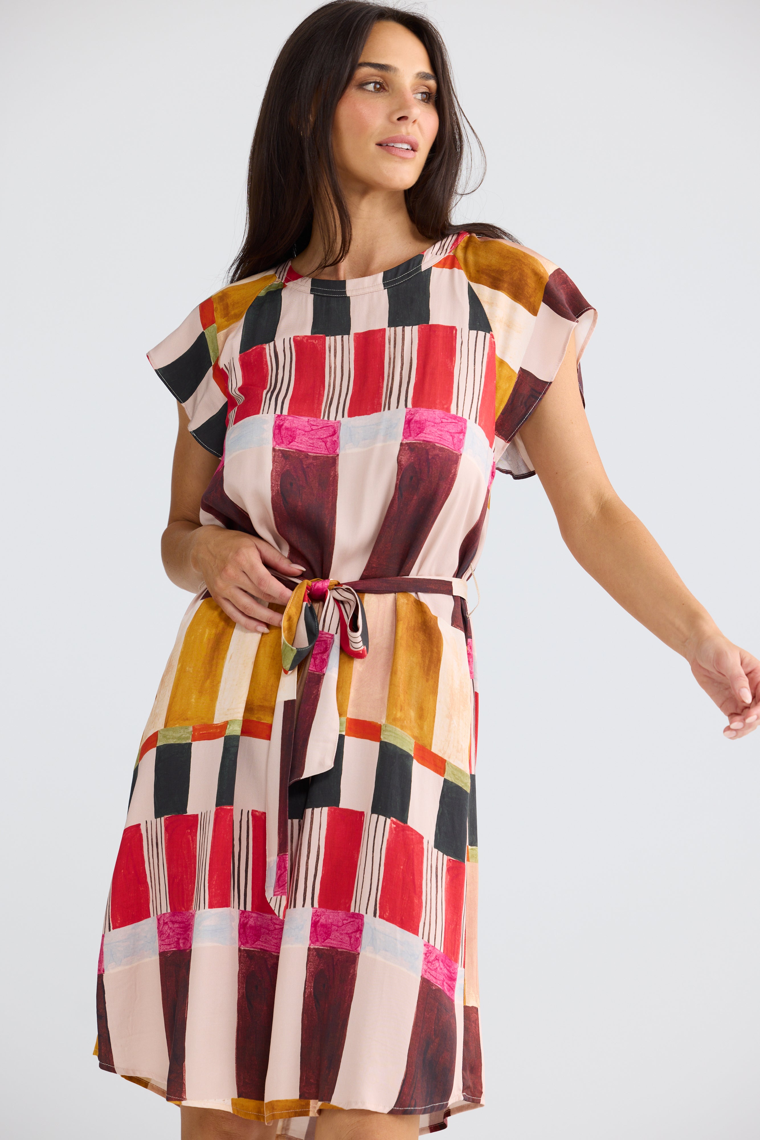 Brave & True Boulevard Short Dress -  Painterly Geo
